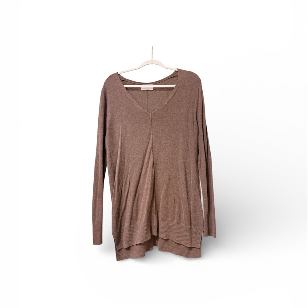LIKE NEW Old Navy Women's V-Neck Tunic Brown Long Sleeved Sweater